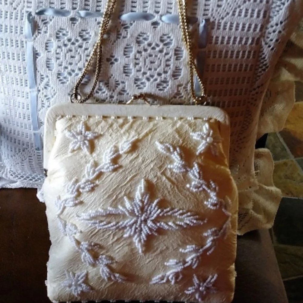 Vintage Adele Miami Beaded, Soft Leather Clutch/Shoulder Bag, Beautiful Details